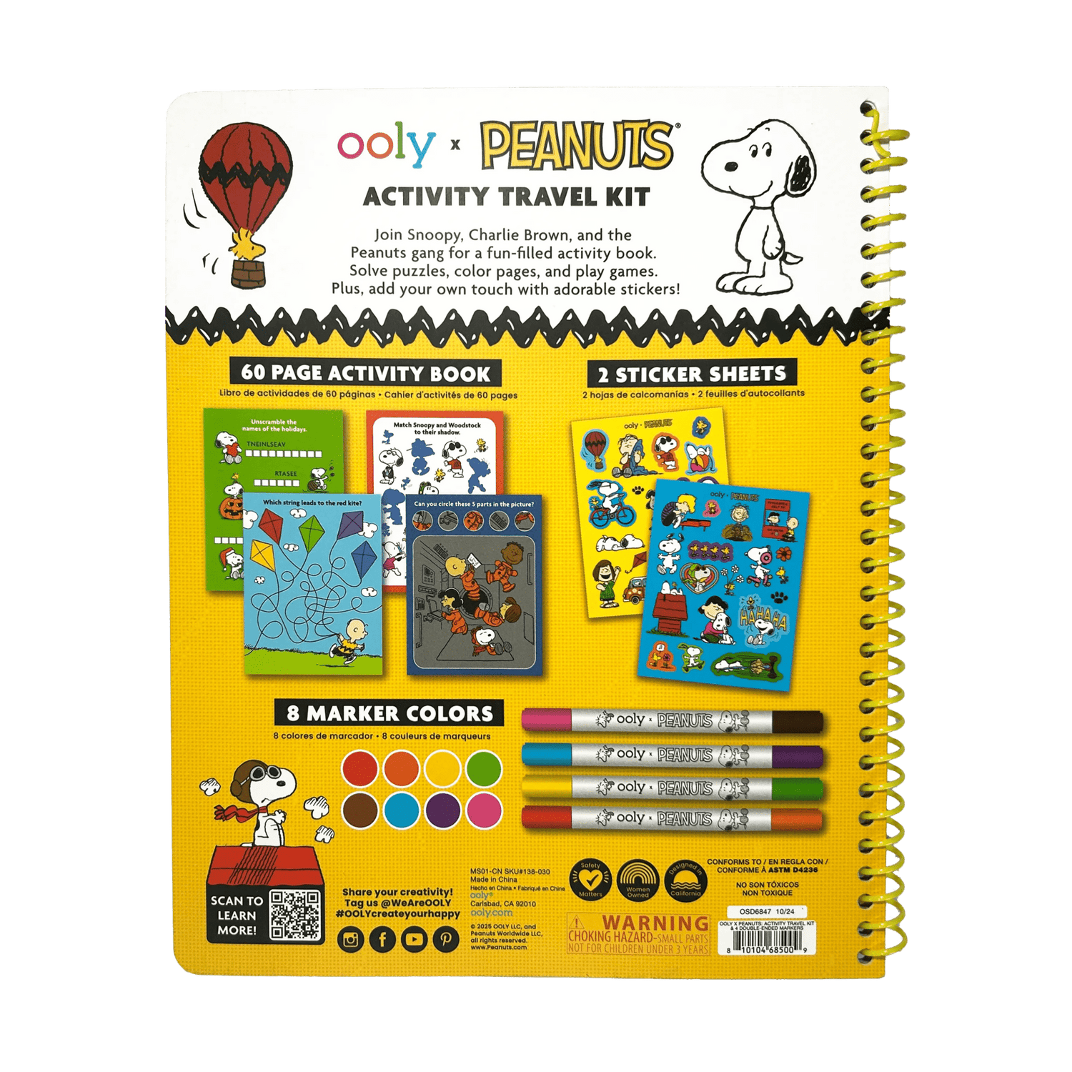 OOLY x Peanuts Activity Travel Kit &amp; Double - Ended Markers OOLY