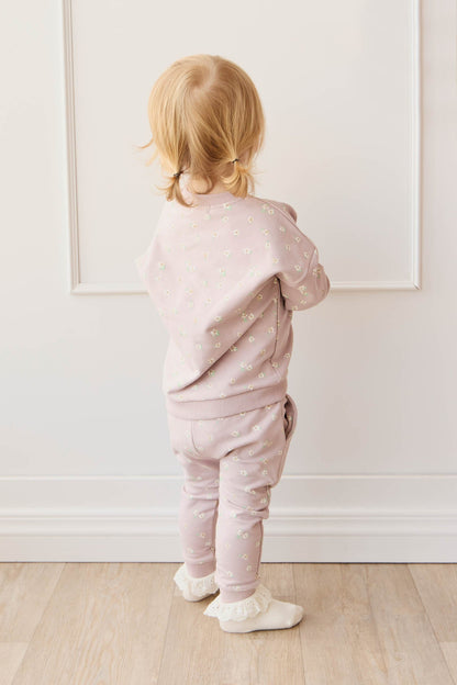 Organic Cotton Damien Sweatshirt - Simple Flowers Lilac Jamie Kay
