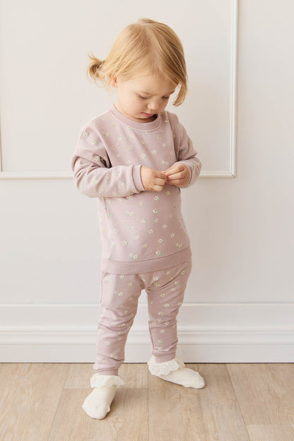 Organic Cotton Damien Sweatshirt - Simple Flowers Lilac Jamie Kay