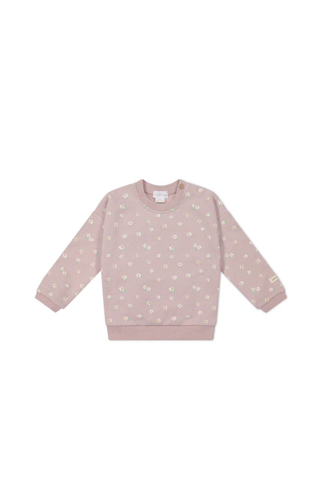 Organic Cotton Damien Sweatshirt - Simple Flowers Lilac Jamie Kay