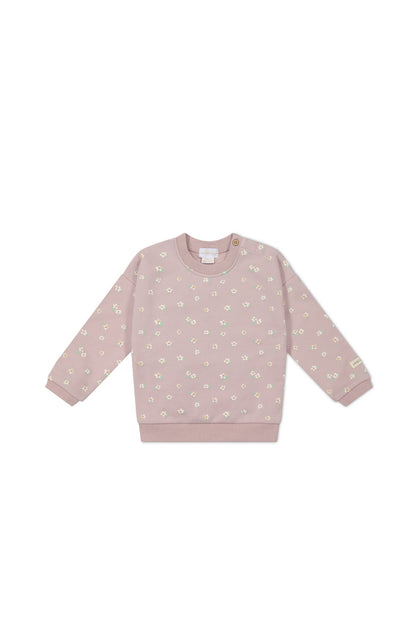 Organic Cotton Damien Sweatshirt - Simple Flowers Lilac Jamie Kay