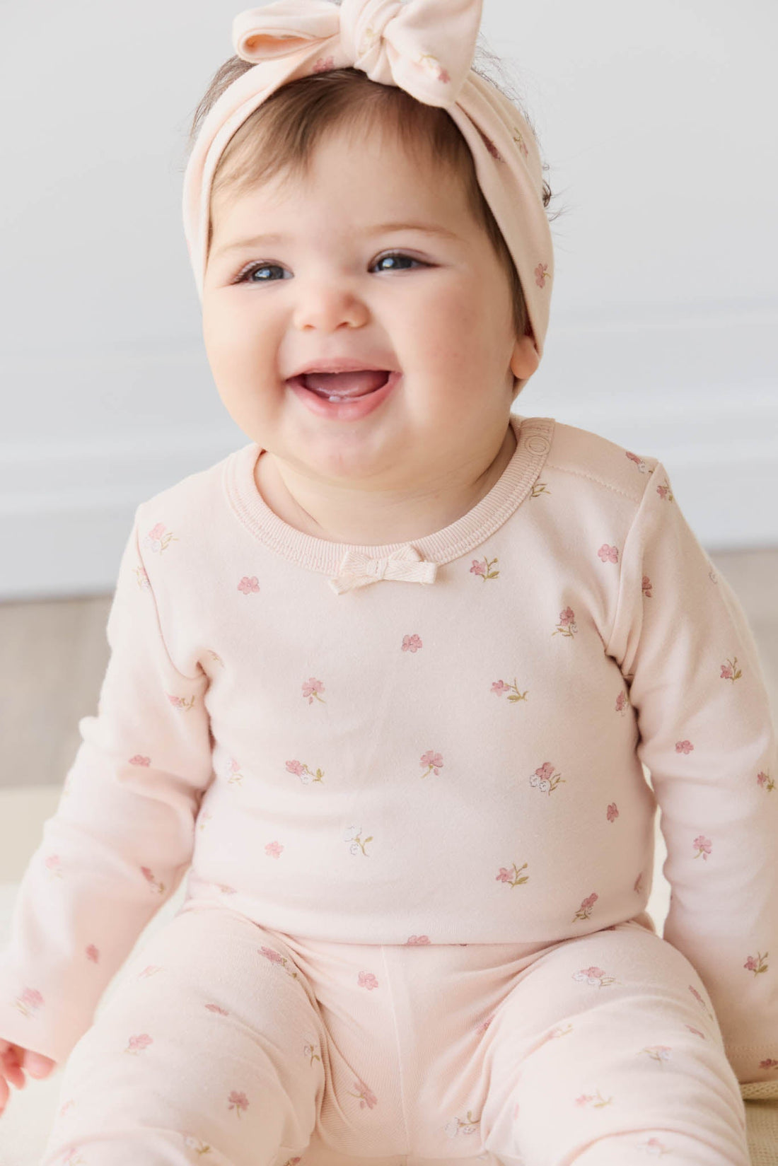 Organic Cotton Long Sleeve Bodysuit - Meredith Morganite Jamie Kay
