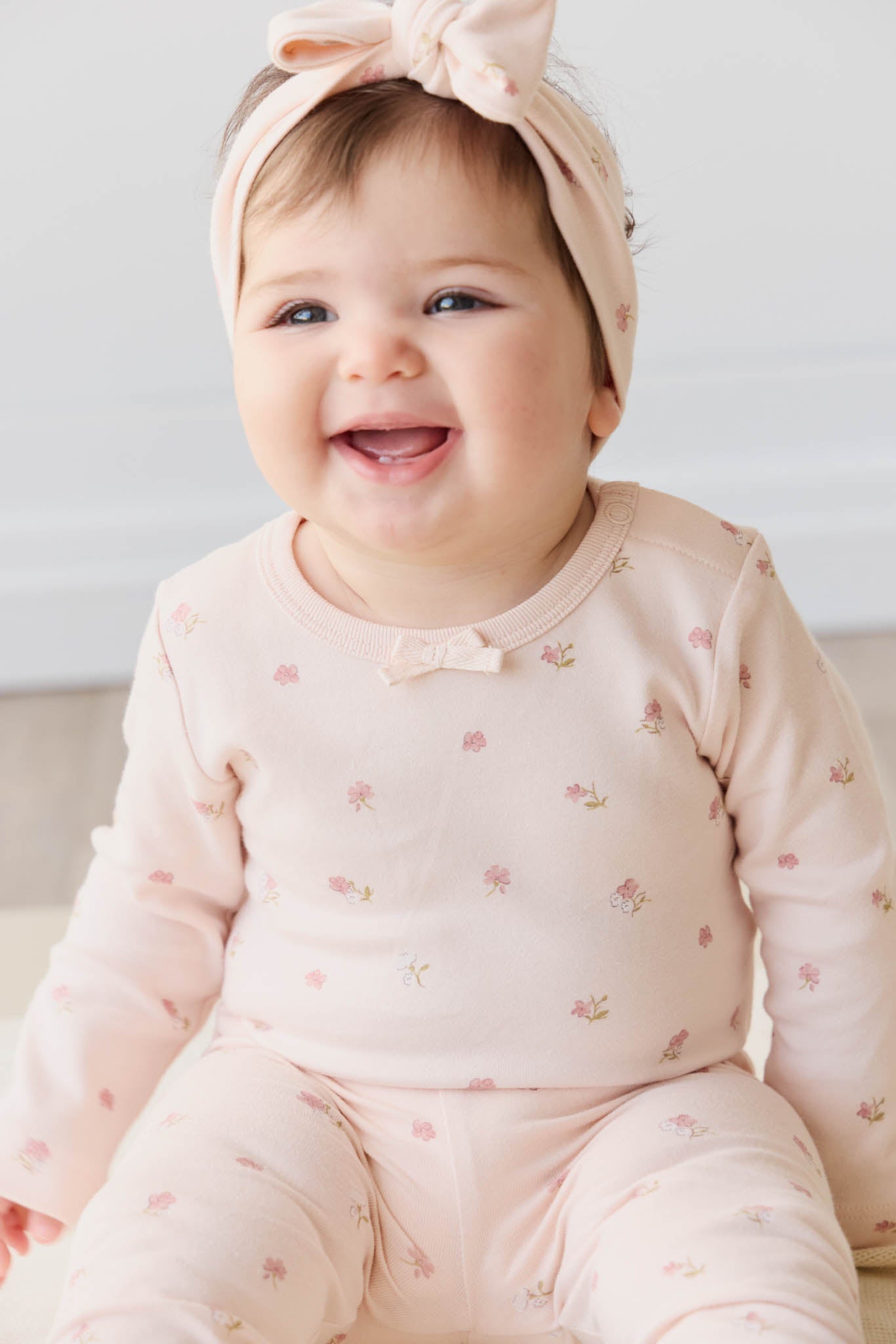 Organic Cotton Long Sleeve Bodysuit - Meredith Morganite Jamie Kay