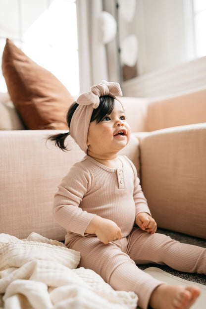 Organic Cotton Modal Long Sleeve Bodysuit - Dusky Rose Jamie Kay