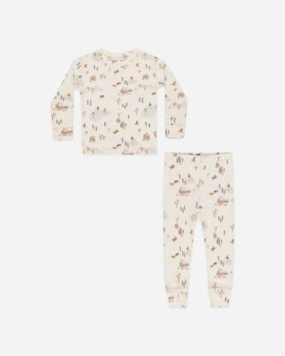 Rylee + Cru Organic Long Sleeve Pajama Set || Winter Town Rylee + Cru