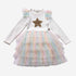Petite Hailey - Frill Layered Tutu Dress - White Multi with Golden Stars Petite Hailey