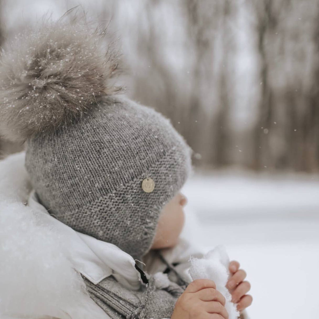Petite Maison Kids - Cashmere Aviator Hat: Grey Petite Maison Kids