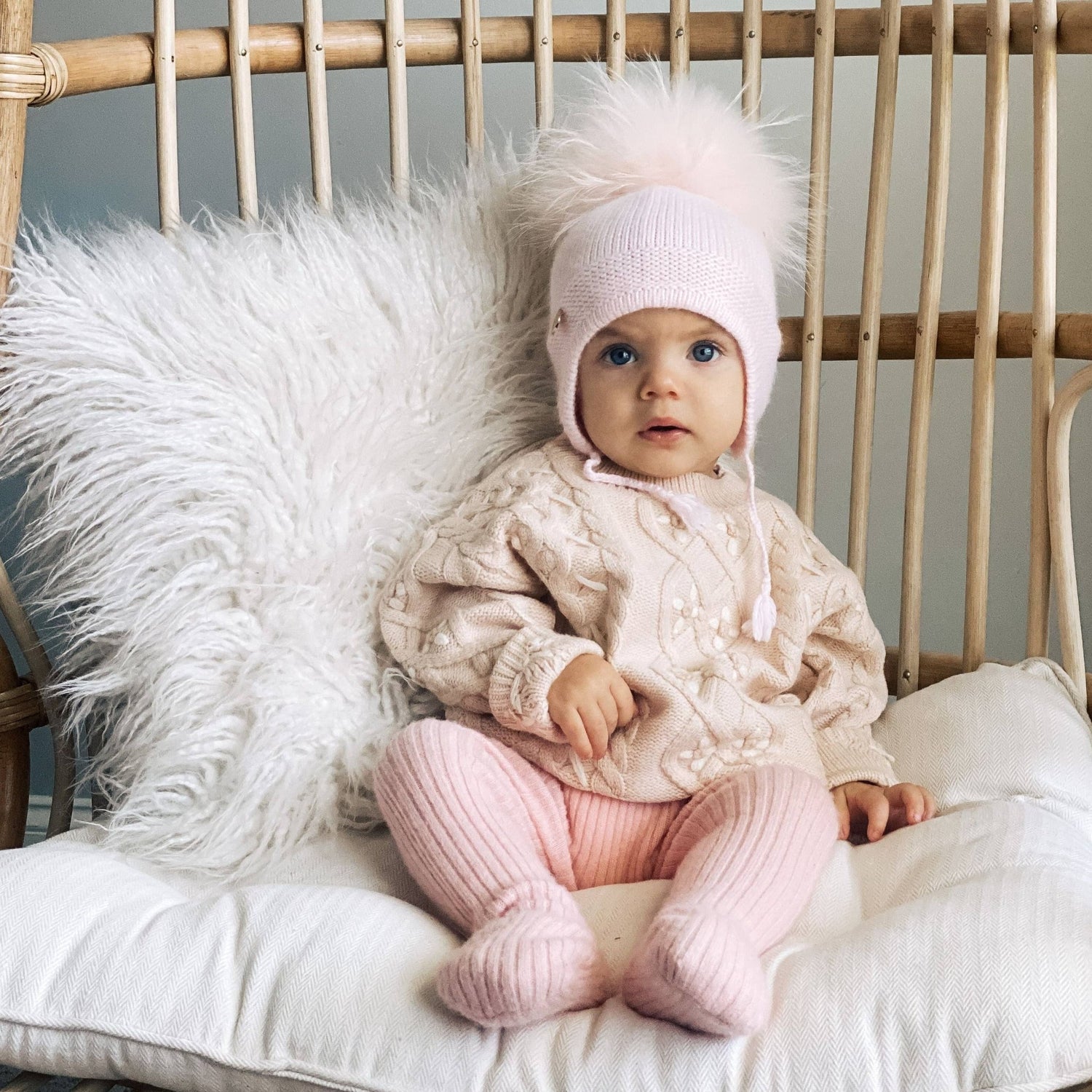 Petite Maison Kids - Cashmere Aviator Hat: Grey Petite Maison Kids