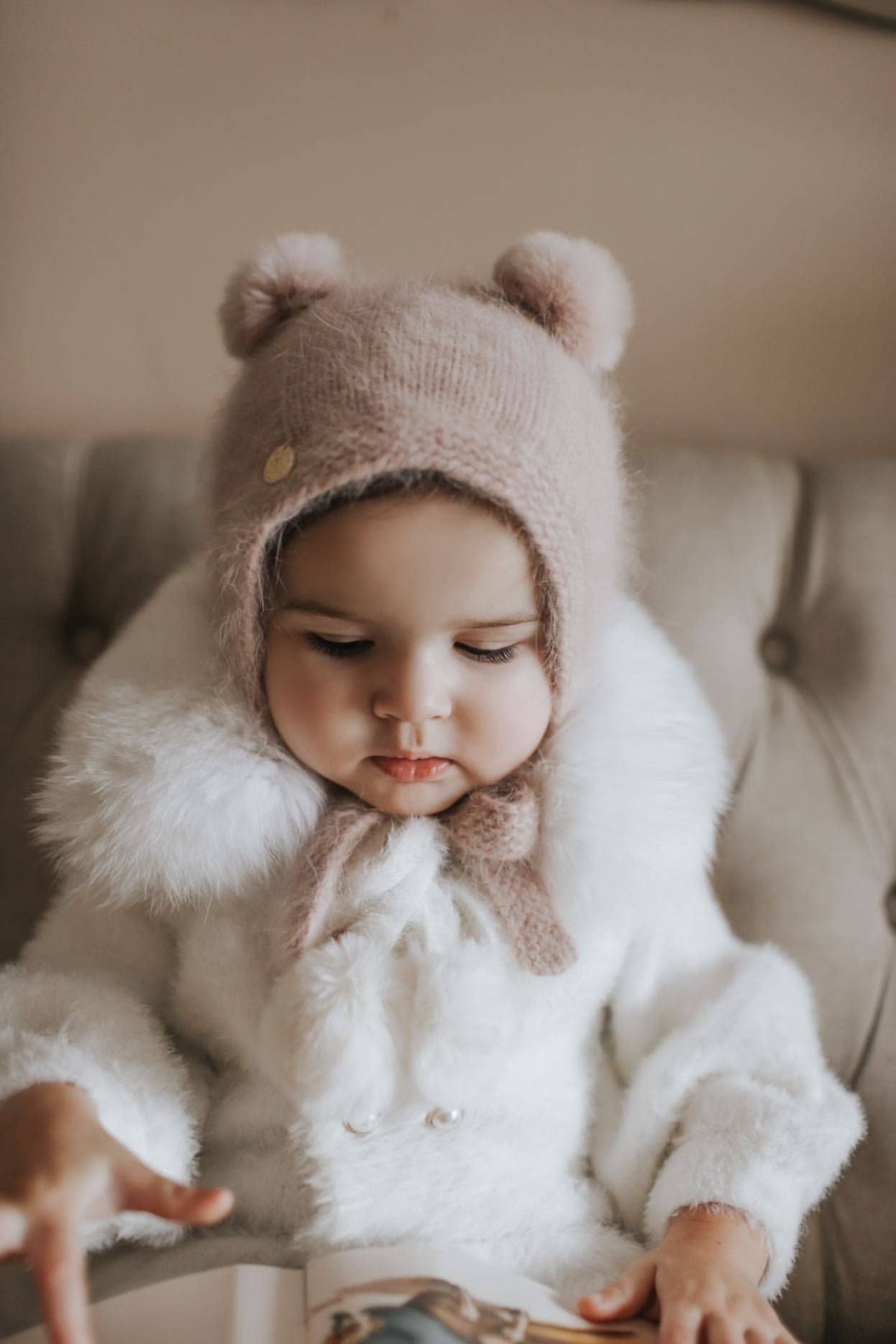 Petite Maison Kids Dusty Pink Cashmere Teddy Hat Petite Maison Kids