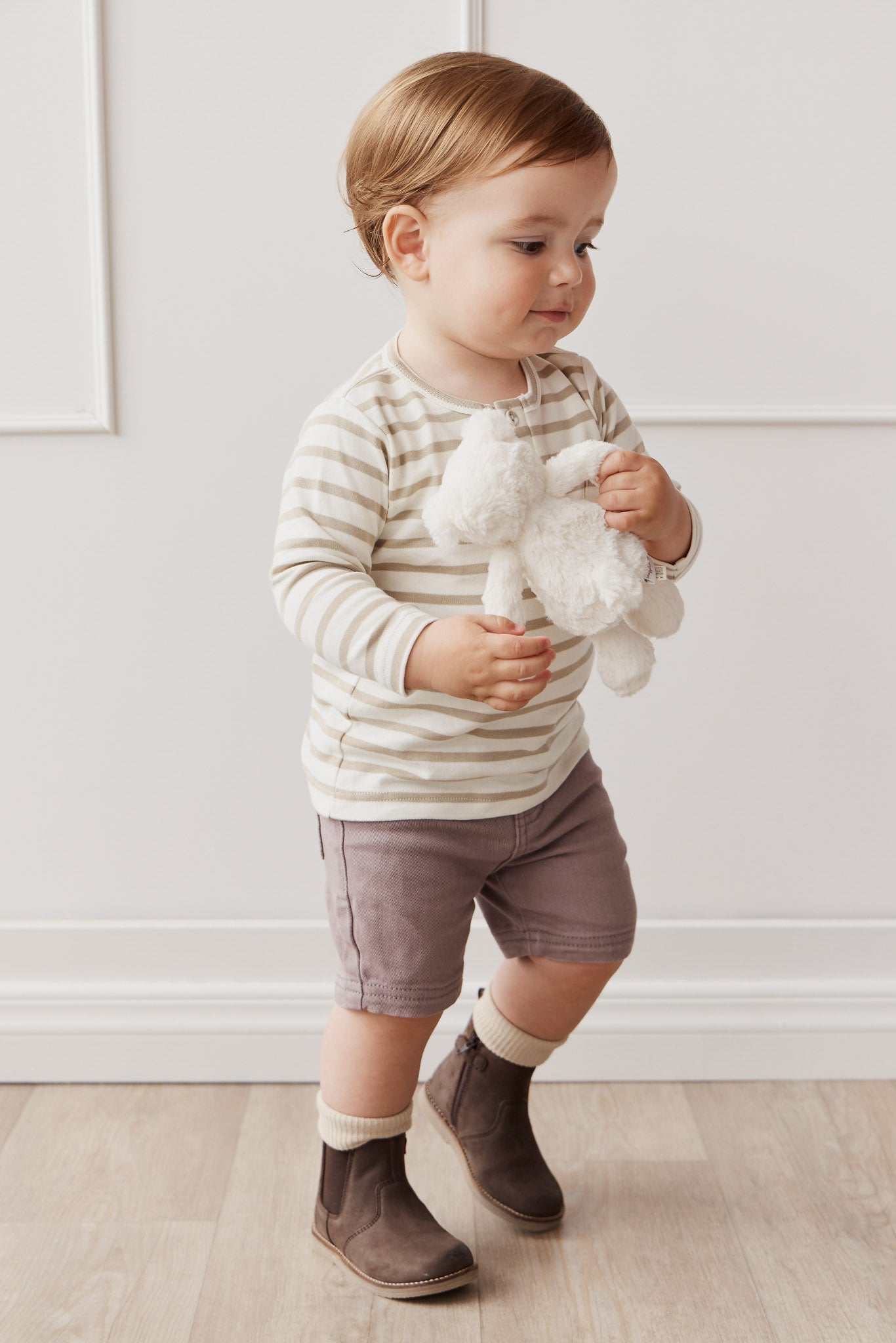 Pima Cotton Diego Long Sleeve Top - Cloud/Cashew Stripe Jamie Kay