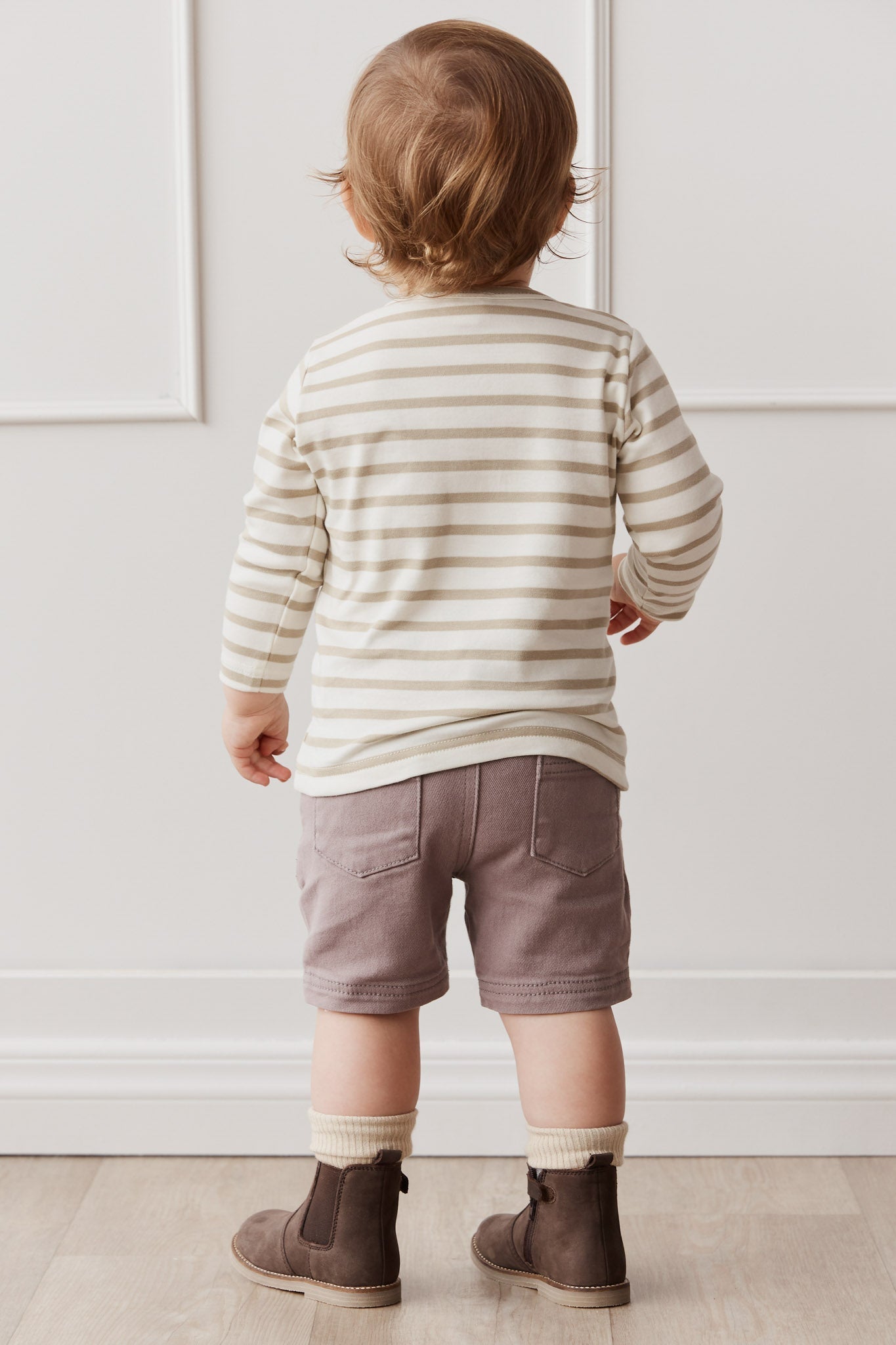 Pima Cotton Diego Long Sleeve Top - Cloud/Cashew Stripe Jamie Kay