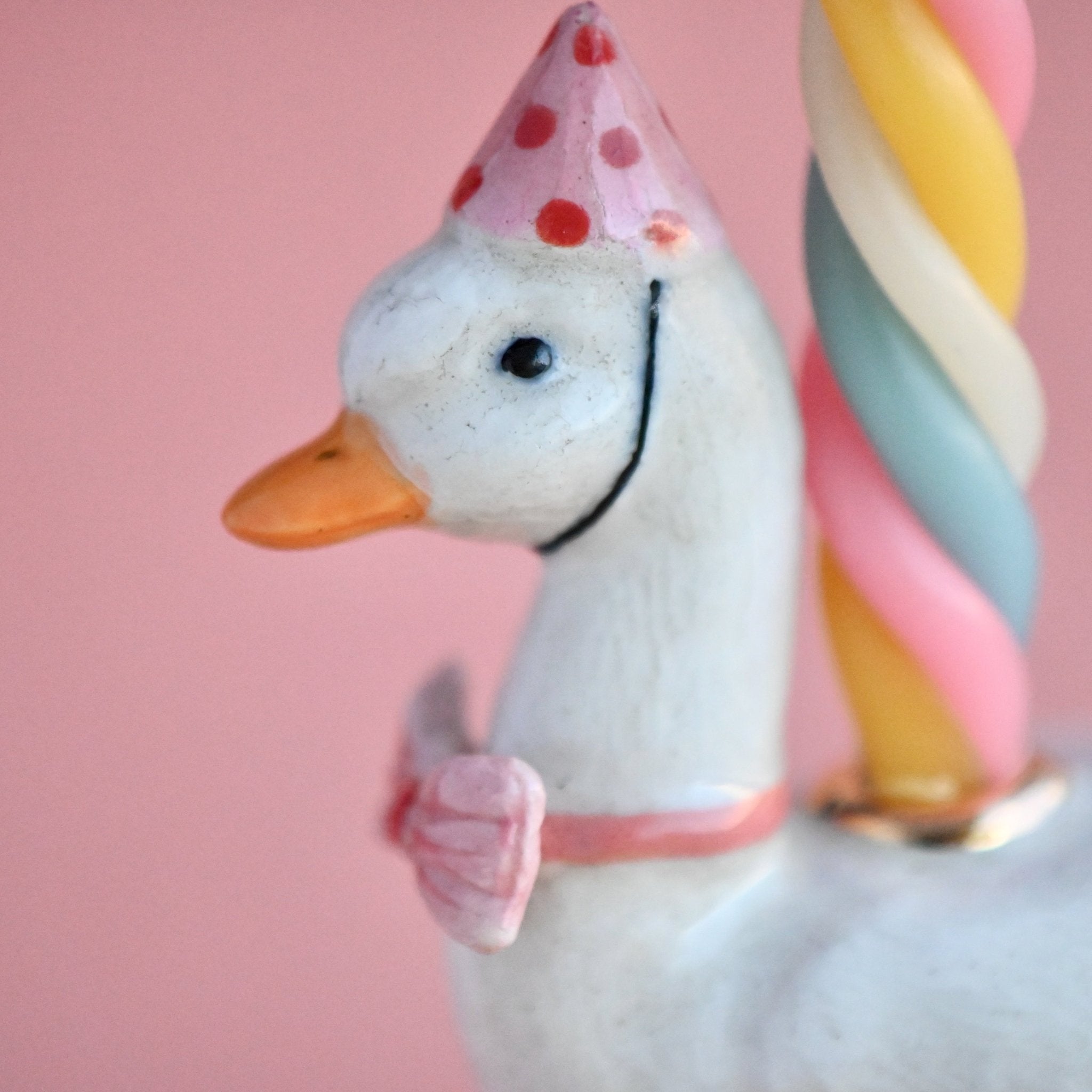 Camp Hollow Pink Goose Birthday Candle Holder | Porcelain Cake Topper