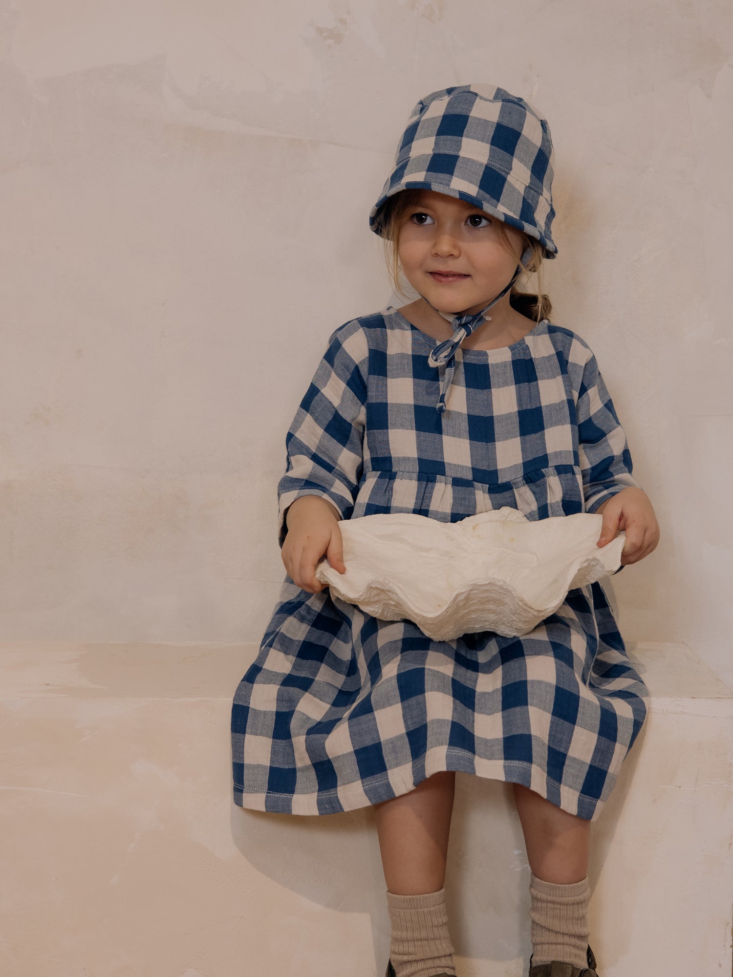 Organic Zoo Pottery Blue Gingham Bucket Sun Hat Organic Zoo