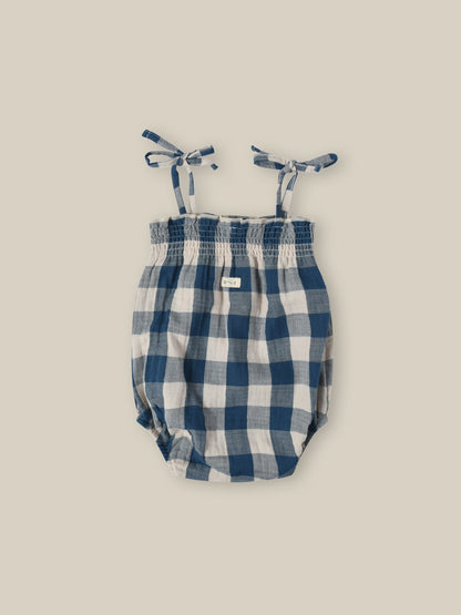 Organic Zoo Pottery Blue Gingham Spaghetti Bodysuit Organic Zoo