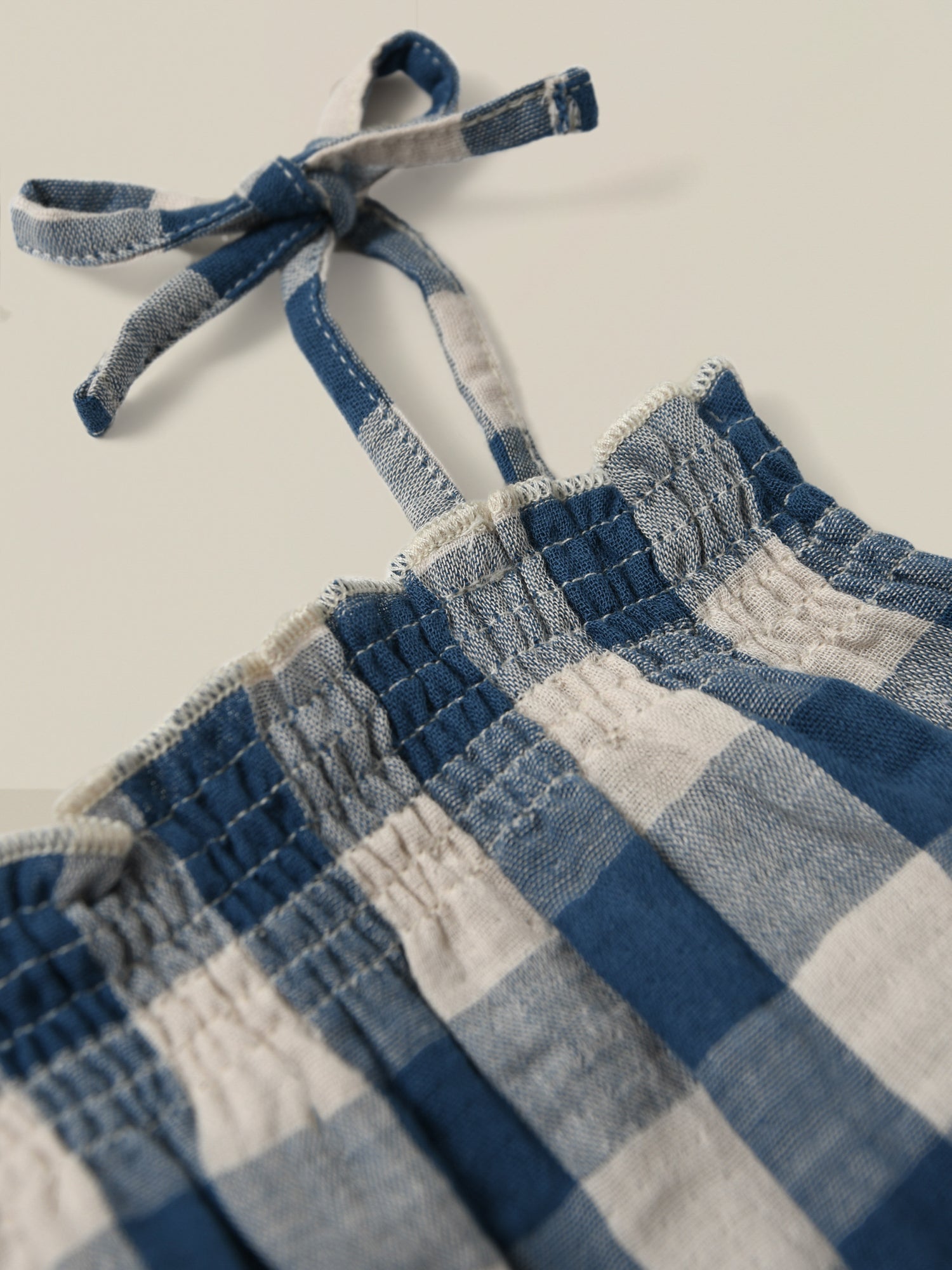Organic Zoo Pottery Blue Gingham Spaghetti Bodysuit Organic Zoo