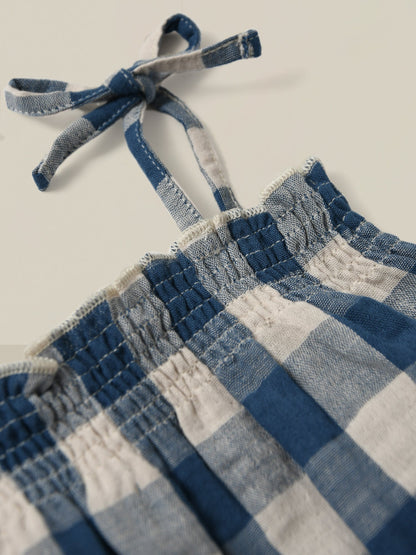 Organic Zoo Pottery Blue Gingham Spaghetti Bodysuit Organic Zoo