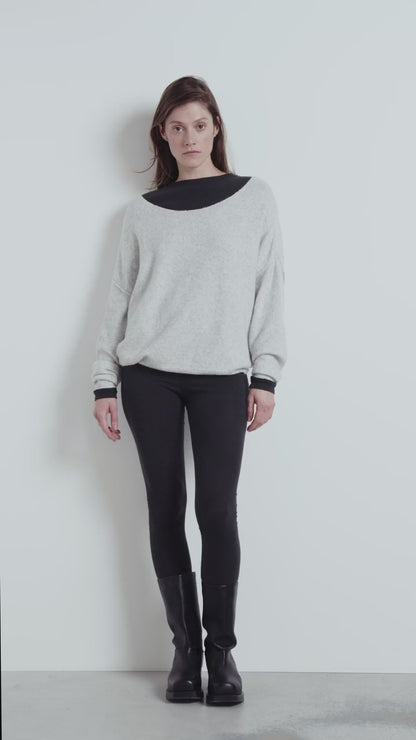 American Vintage Women’s Jumper Damsville – Heather Grey Fuzzy Knit Pullover