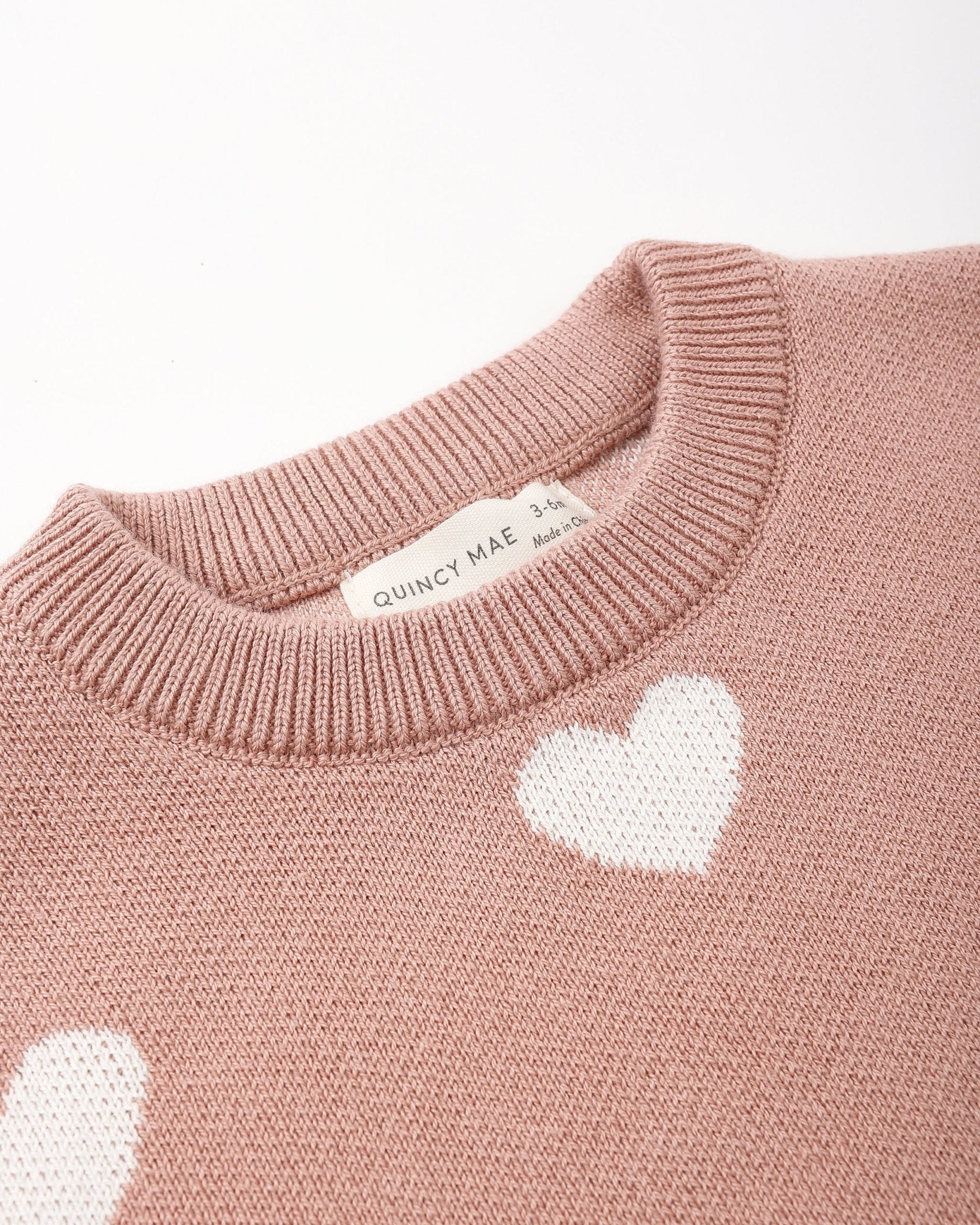 Quincy Mae Heart Knit Sweater Pink Quincy Mae