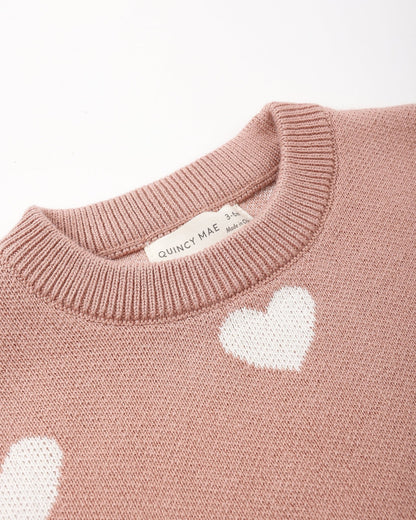 Quincy Mae Heart Knit Sweater Pink Quincy Mae