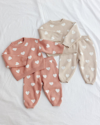 Quincy Mae Heart Knit Sweater Pink Quincy Mae