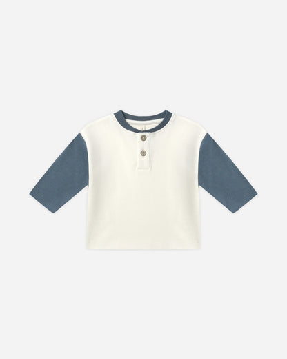 Quincy Mae Long Sleeve Henley Tee || Ocean Quincy Mae