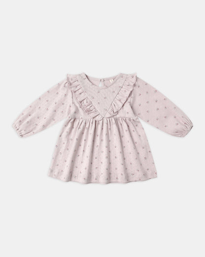 Quincy Mae Long Sleeve Ruffle V Dress || Lilac Ditsy Quincy Mae