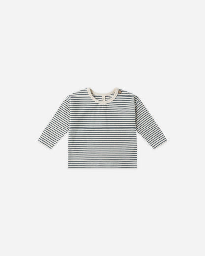 Quincy Mae Long Sleeve Tee || Ocean Micro Stripe Quincy Mae