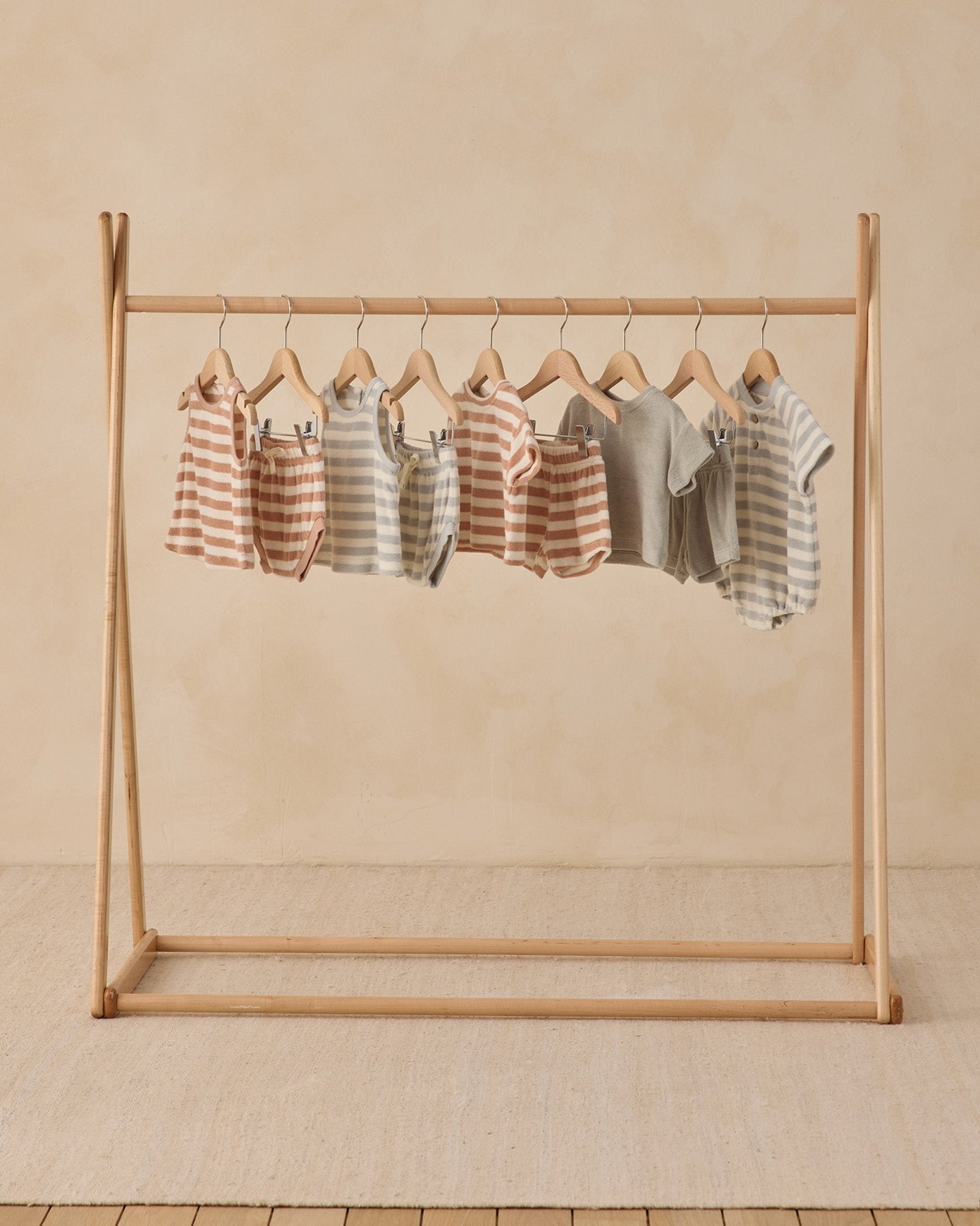 Quincy Mae Terry Tee + Short Set Latte Stripe Quincy Mae