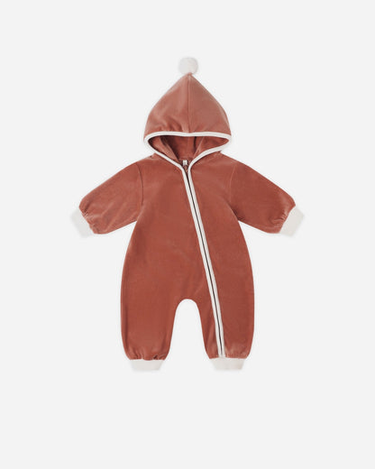 Quincy Mae Velour Zip Jumpsuit || Cranberry Quincy Mae