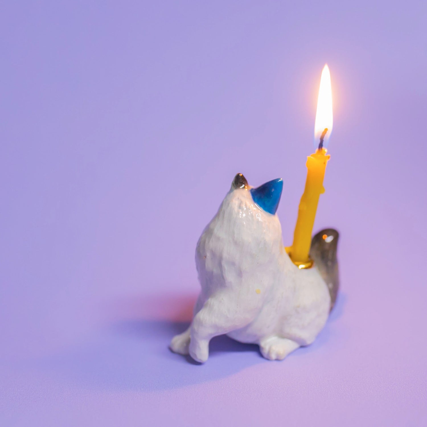 Camp Hollow Ragdoll Cat Birthday Candle Holder | Porcelain Cake Topper