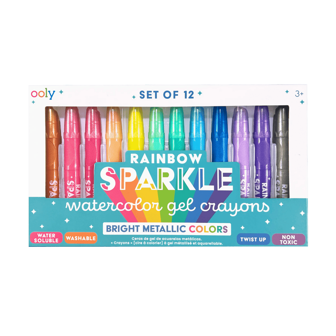 Rainbow Sparkle Metallic Watercolor Gel Crayons - Set of 12 OOLY