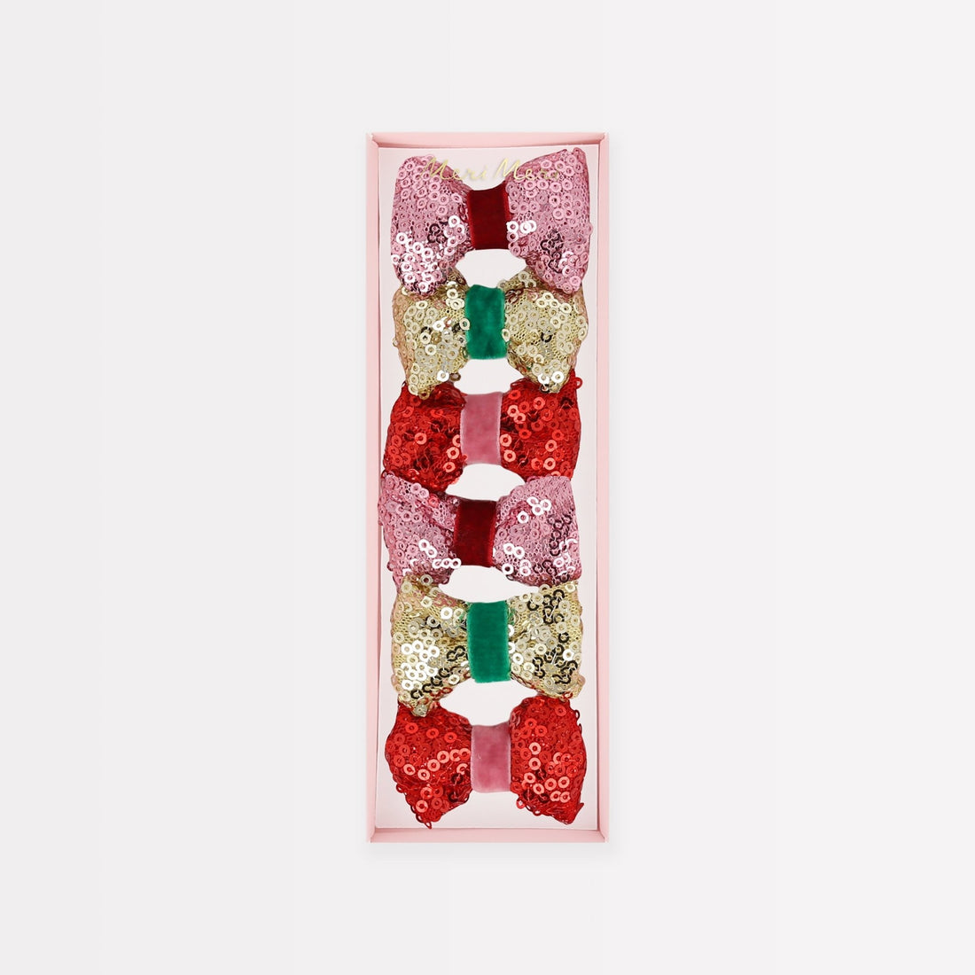 Sequin &amp; Velvet Mini Bow Hairclips (x 6) Meri Meri