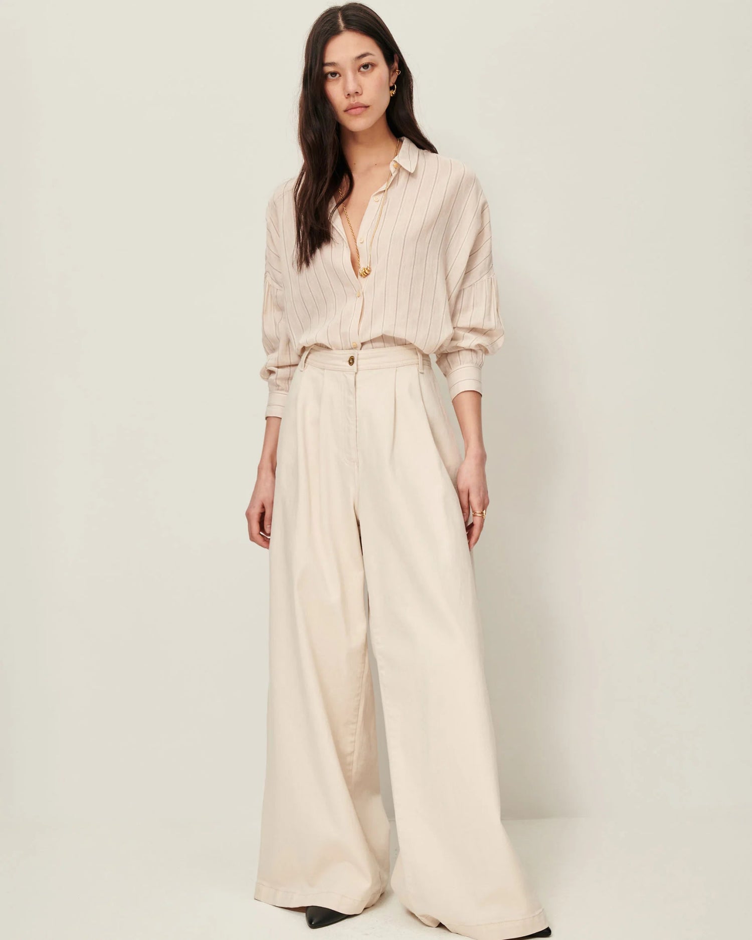 Sessùn Botan Striped Shirt - SandBlack Sessùn
