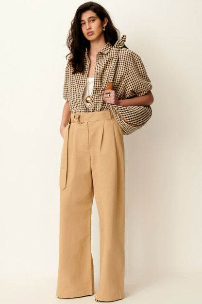 Sessùn Florentina Balloon Sleeve Gingham Blouse – Sandblack Sessùn