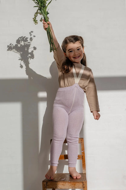Silly Silas Footless Baby Tights Cream Lavender | Leggings with Braces Silly Silas
