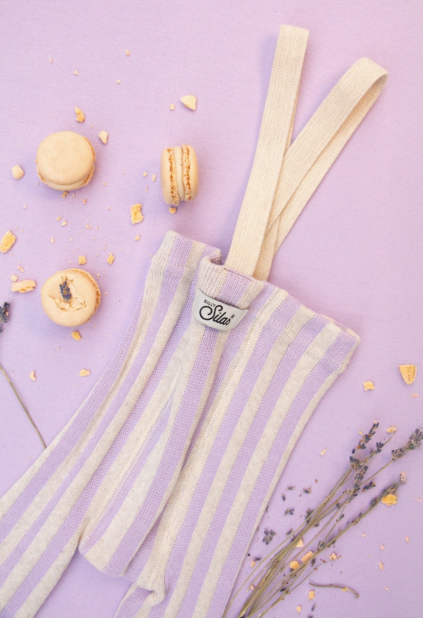 Silly Silas Footless Lavender x Cream Striped Silly Silas