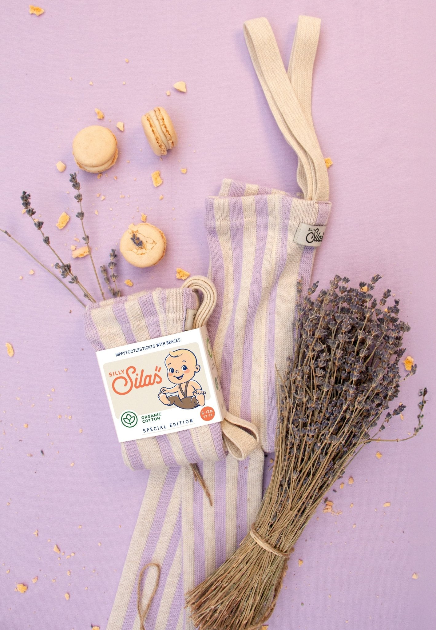 Silly Silas Footless Lavender x Cream Striped Silly Silas