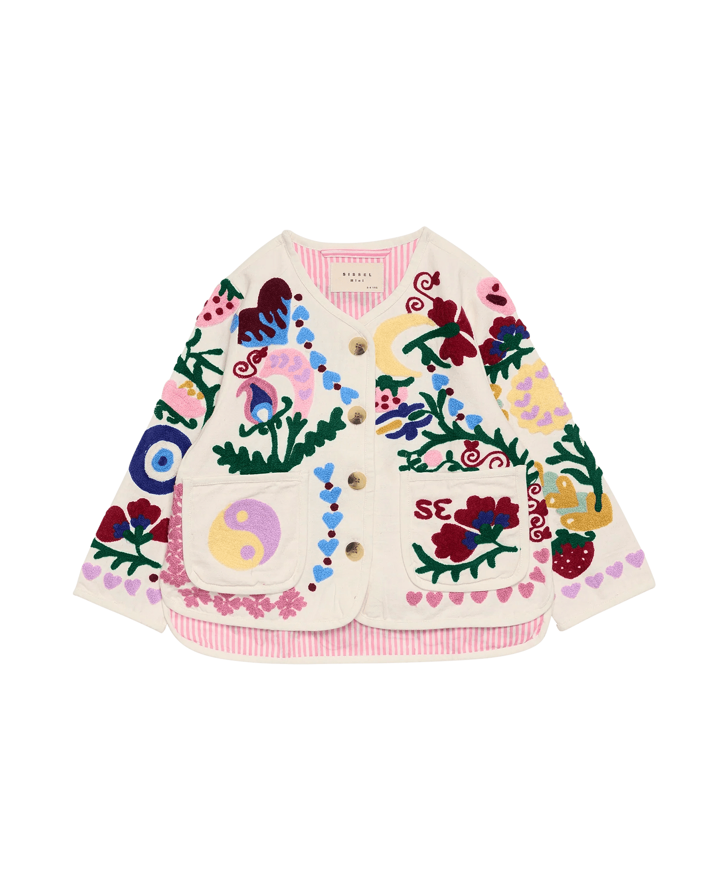Sissel Edelbo Maggie Mini Jacket – White Rose Suzani Embroidered Jacket Sissel - edelbo