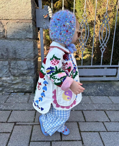 Sissel Edelbo Maggie Mini Jacket – White Rose Suzani Embroidered Jacket Sissel - edelbo