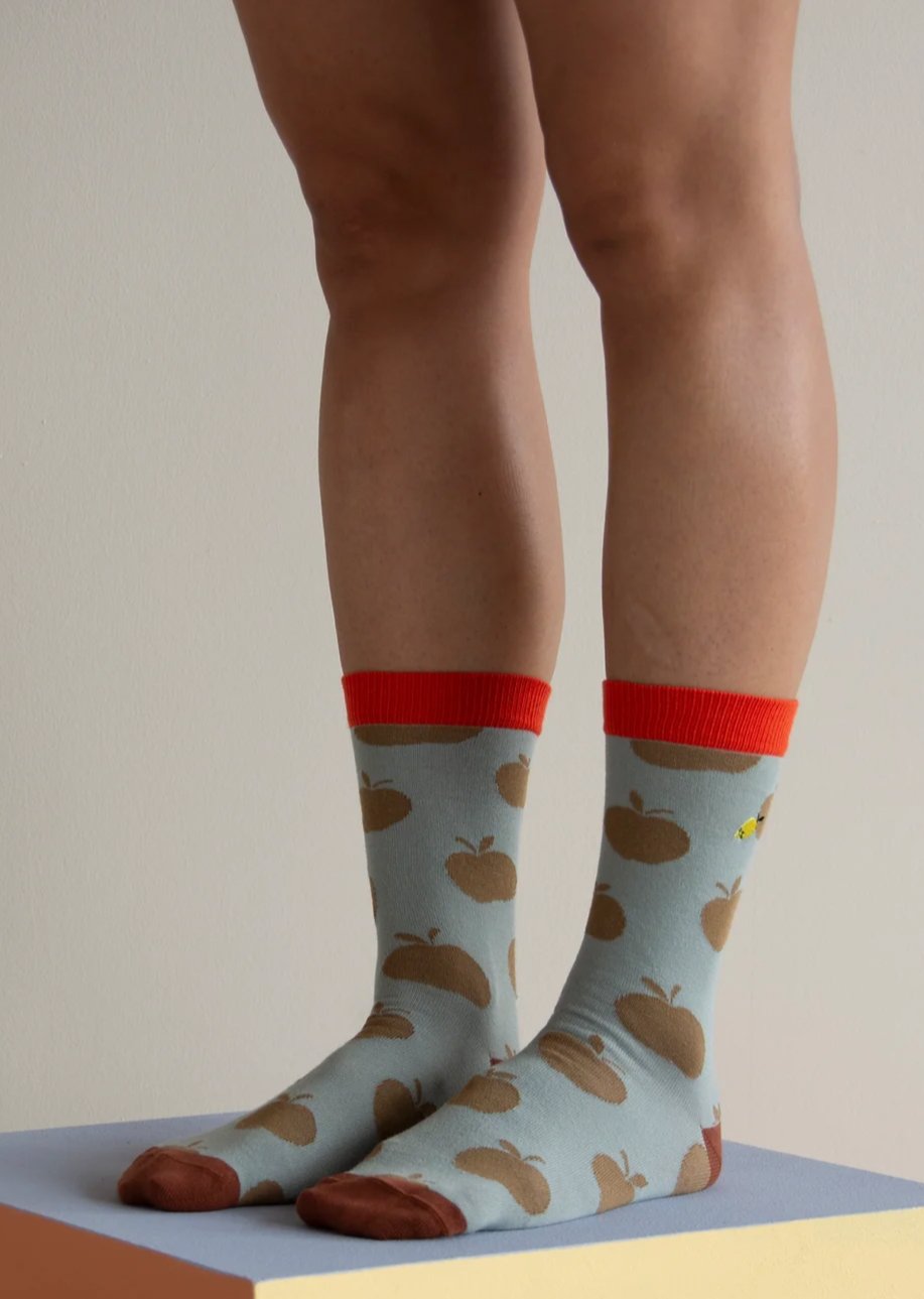 The Sticky Lemon Socks - Apple feature a playful color combination and a soft cotton-rich blend for everyday comfort. Easy to wear and fun to style, these knee socks are a cute finishing touch for little outfits.