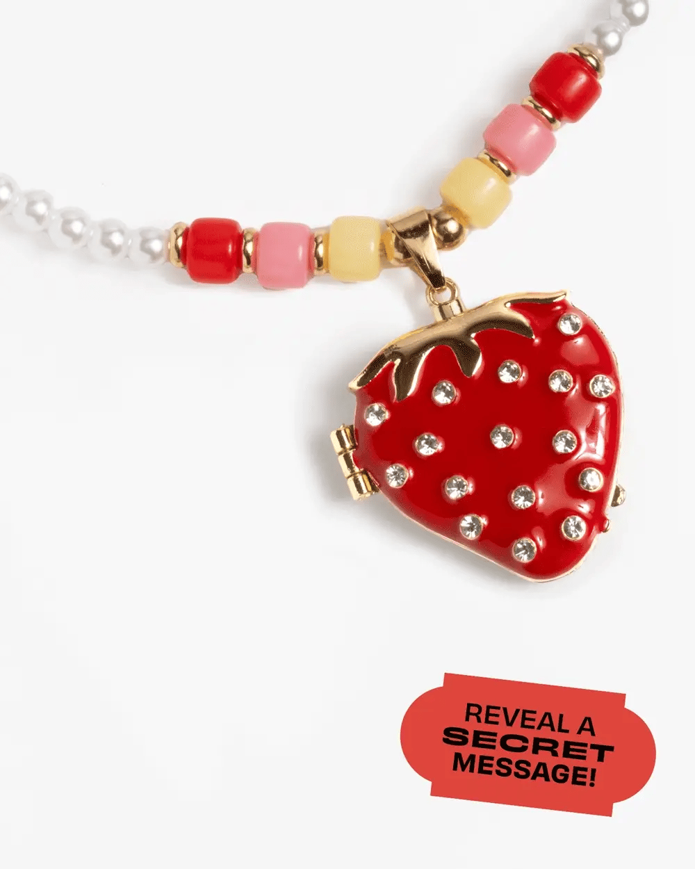 Super Smalls Strawberry Surprise lip gloss locket necklace with mirror
