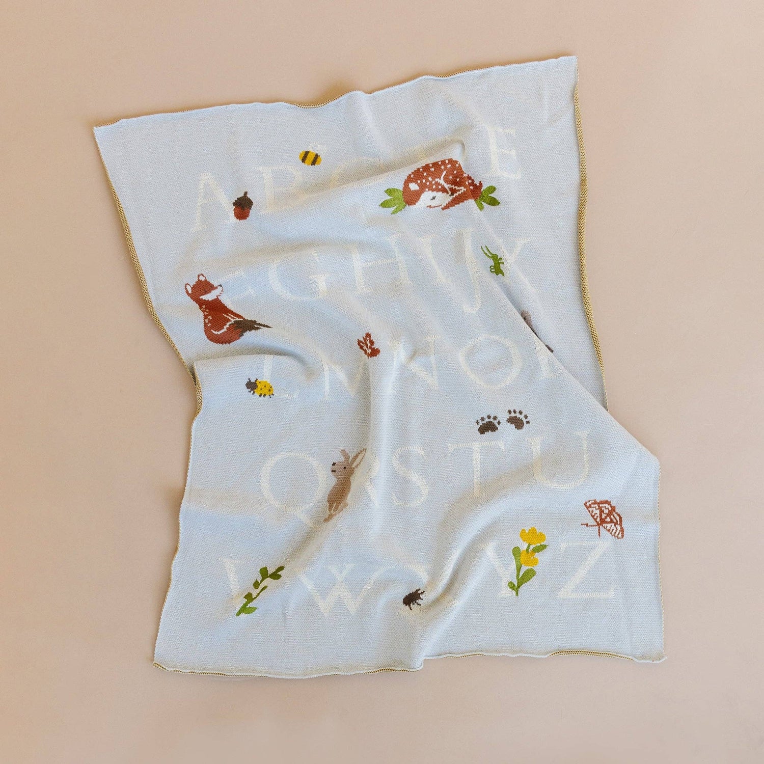 The Blueberry Hill ABC Woodland organic baby blanket
