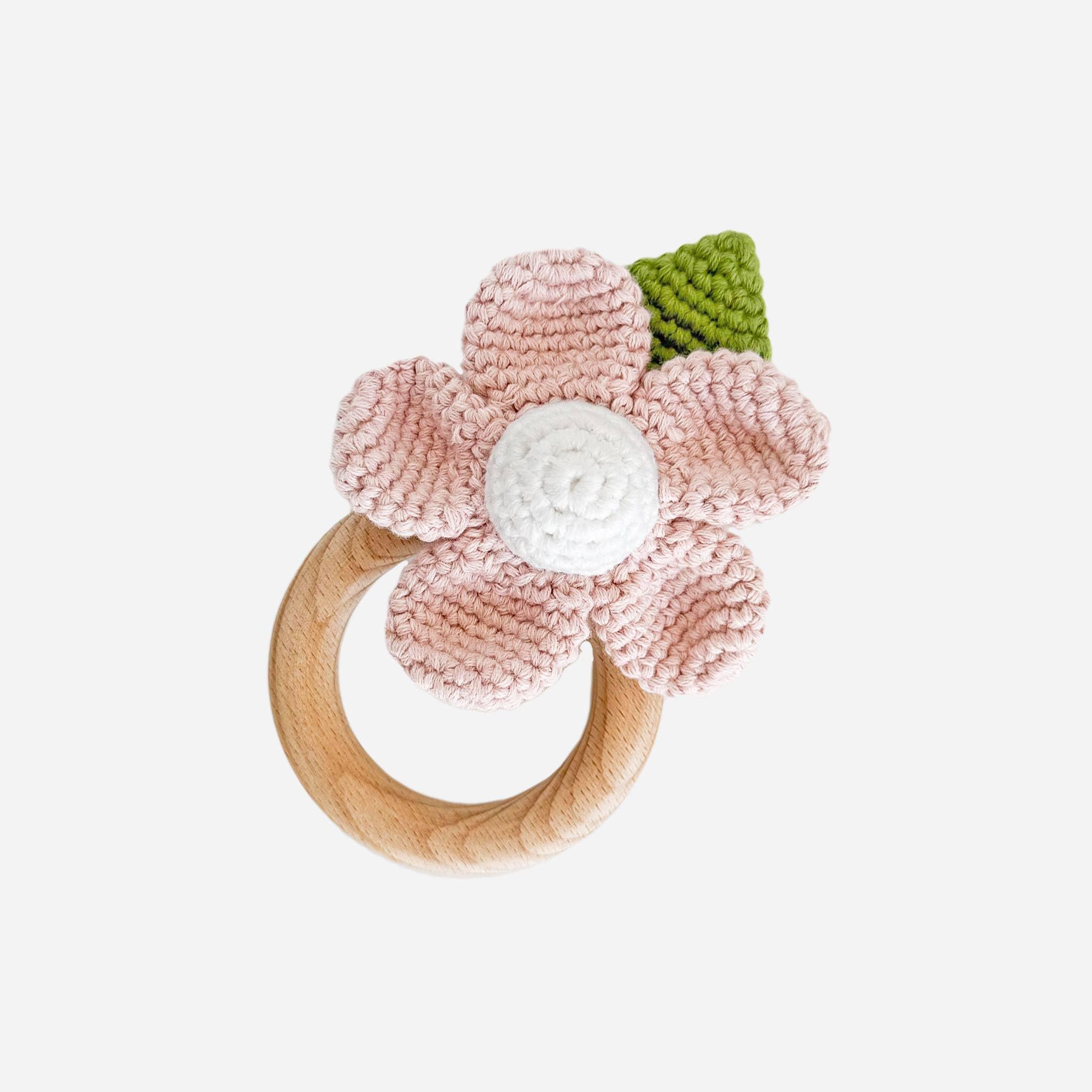 The Blueberry Hill Flower Crochet Rattle Teether