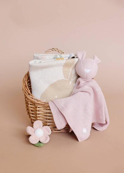 The Blueberry Hill - Cotton Crochet Rattle Teether Flower Baby Toy Spring Summer The Blueberry Hill