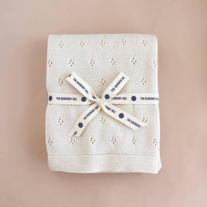 The Blueberry Hill Heirloom Pique Organic Baby Blanket – Cream