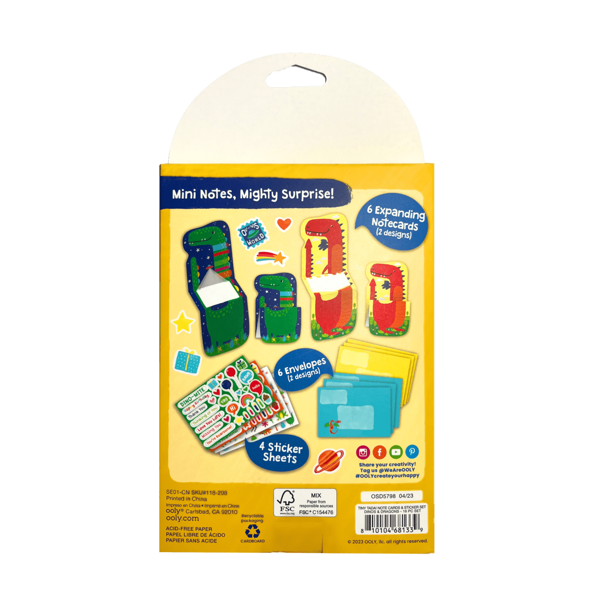 Tiny Tadas! Note Cards and Sticker Set - Dinos &amp; Dragons OOLY
