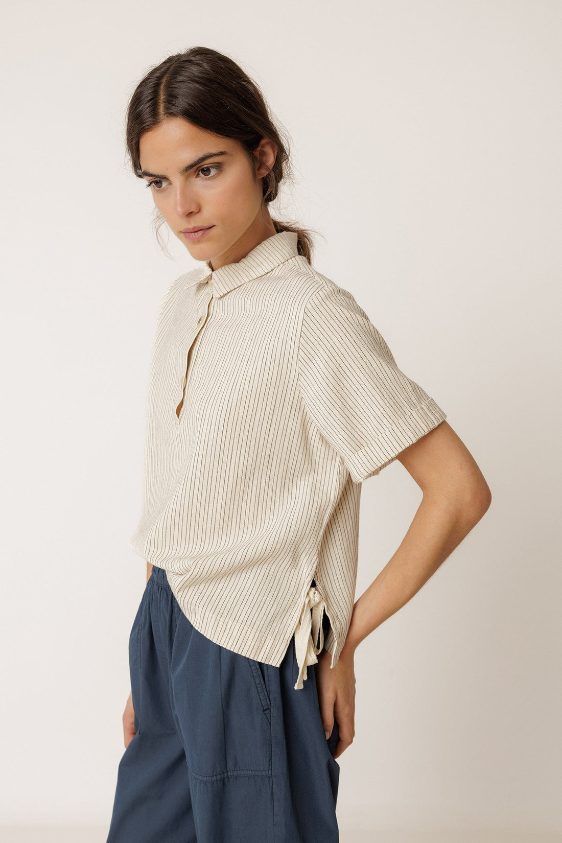 Indi &amp; Cold Striped Polo Shirt with Side Ties
